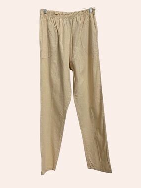 Produce Company Women's Pull On Textured Pants M Pockets Buttercream Made in USA